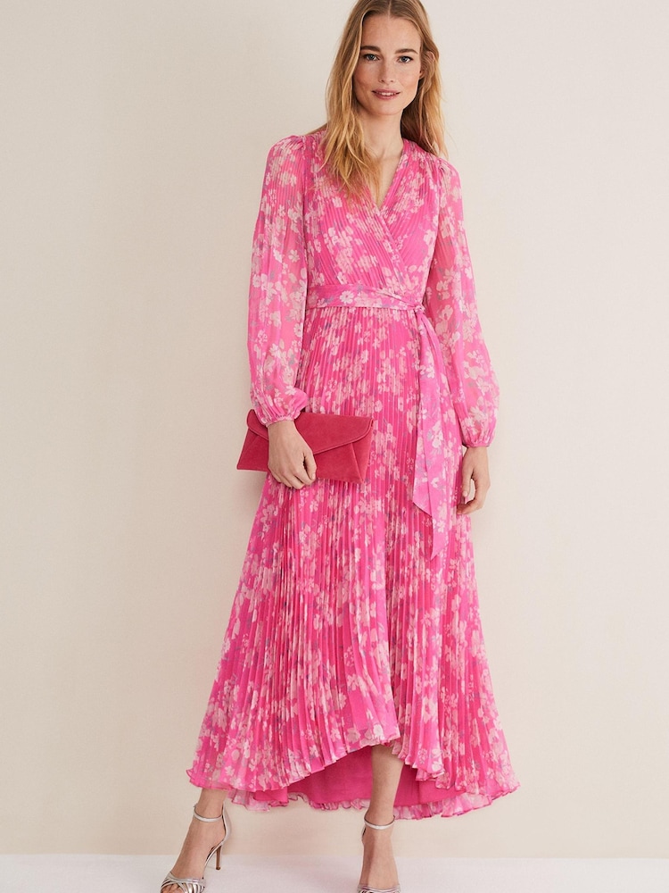 Phase Eight Pink Hayley Pleated Maxi Dress - Image 1 of 7