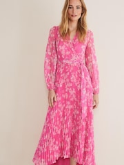 Phase Eight Pink Hayley Pleated Maxi Dress - Image 3 of 7