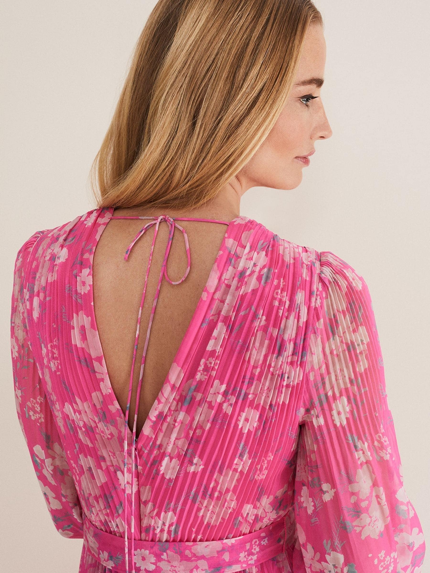 rosémuse Pleats floral print dress pink floral print pleats dress – BUNNY APARTMENT