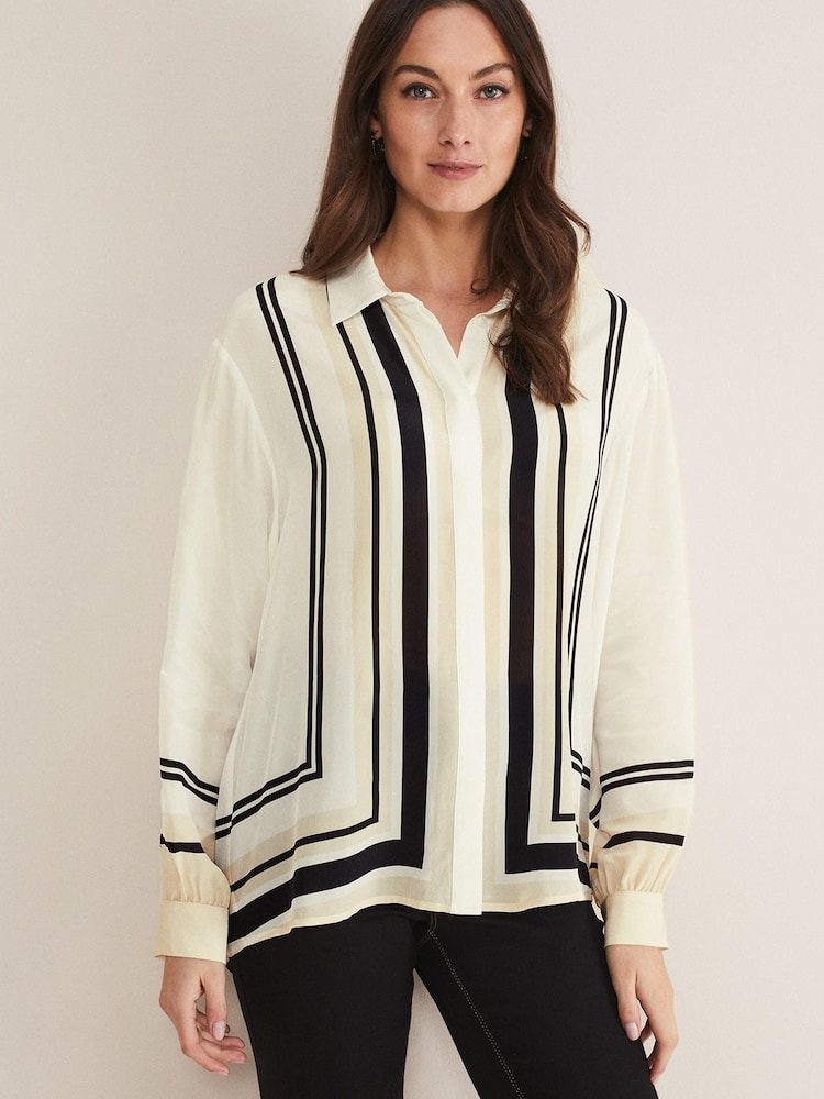 Phase Eight Cream Skylar Scarf Print Shirt - Image 1 of 1 Phase Eight Cream Skylar Scarf Print Shirt - Image 1 of 1