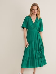 Phase Eight Green Morven Wrap Dress - Image 3 of 6