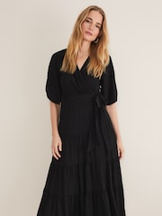 Phase Eight Black Wrap Morven Dress - Image 4 of 7