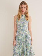 Phase Eight Green Simara Pleat Daisy Print Dress - Image 1 of 6