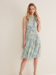 Phase Eight Green Simara Pleat Daisy Print Dress - Image 3 of 6