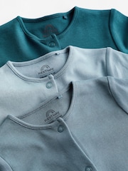 Petrol Blue 3 Pack Baby Sleepsuits (0-2yrs) - Image 4 of 8