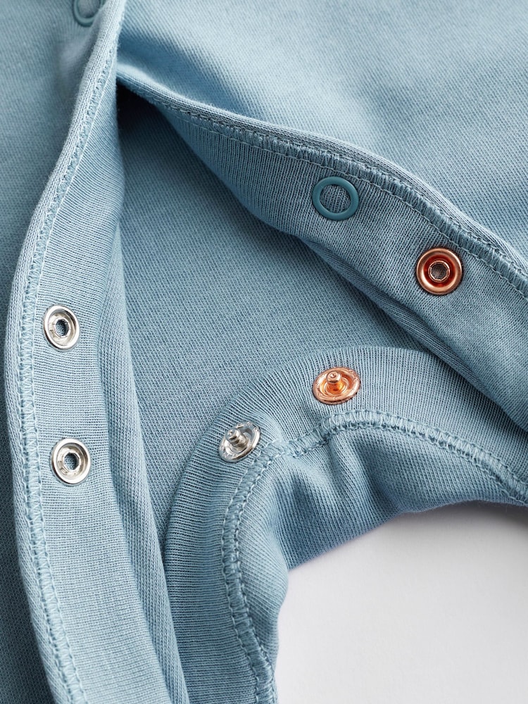 Petrol Blue 3 Pack Baby Sleepsuits (0-2yrs) - Image 5 of 8