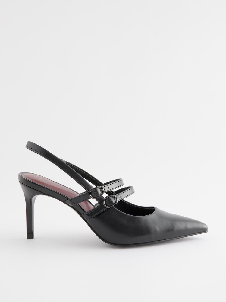 Black Forever Comfort® Double Strap Slingback Heels - Image 5 of 8
