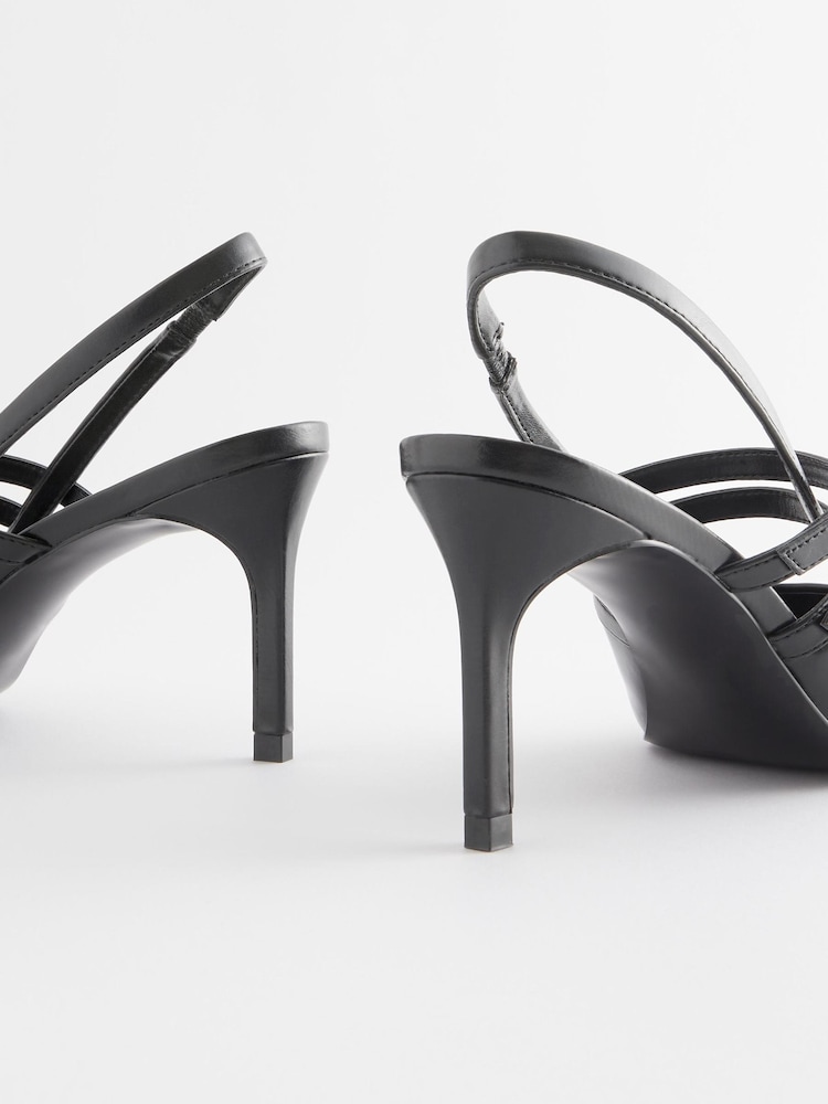 Black Forever Comfort® Double Strap Slingback Heels - Image 7 of 8