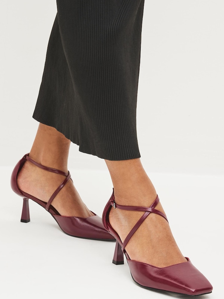 Red Forever Comfort® Cross Over Square Toe Heels - Image 1 of 1
