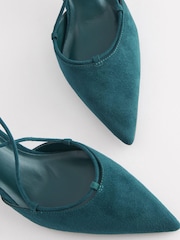 Modrozelena modra - Koničasti oviti čevlji s peto Forever Comfort® - Slika 6 iz 6
