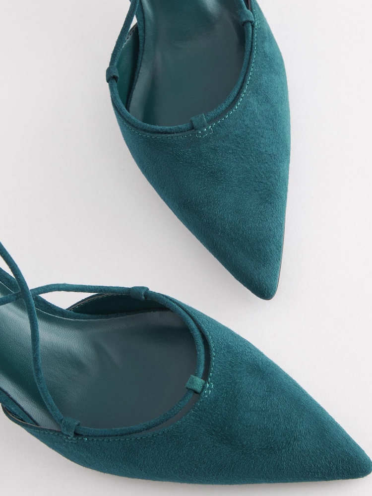 Modrozelena modra - Koničasti oviti čevlji s peto Forever Comfort® - Slika 6 iz 6