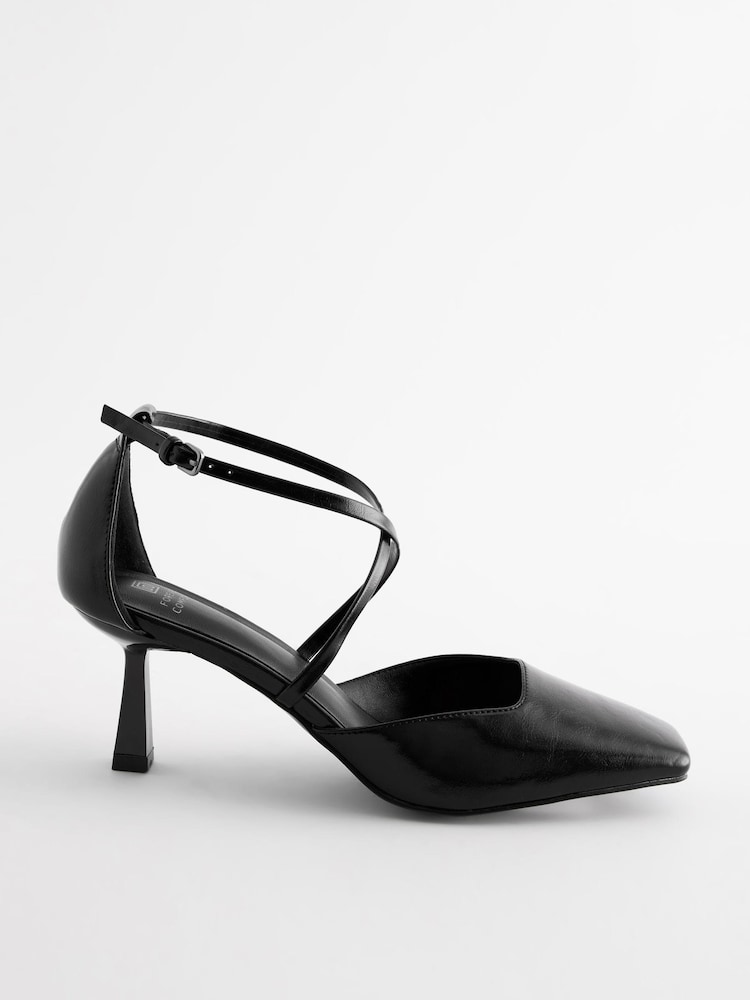 Black Forever Comfort® Cross Over Square Toe Heels - Image 2 of 7