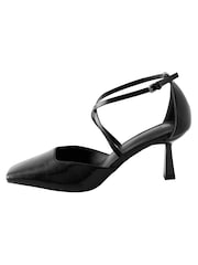 Black Forever Comfort® Cross Over Square Toe Heels - Image 3 of 7