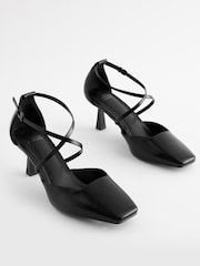 Black Forever Comfort® Cross Over Square Toe Heels - Image 4 of 7