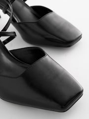 Black Forever Comfort® Cross Over Square Toe Heels - Image 5 of 7