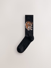 Black Japan Animals Pattern Socks 5 Pack - Image 2 of 8