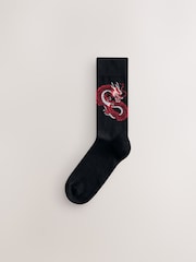 Black Japan Animals Pattern Socks 5 Pack - Image 6 of 8