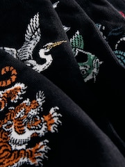 Black Japan Animals Pattern Socks 5 Pack - Image 8 of 8
