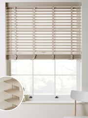 Hampton Stone Natural 50mm Slat Venetian Blinds - Image 1 of 5