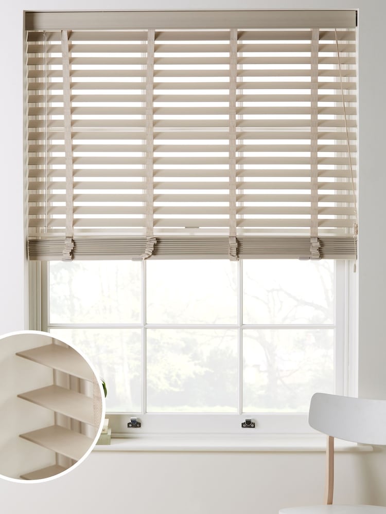 Hampton Stone Natural 50mm Slat Venetian Blinds - Image 1 of 5