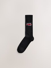 Black Jacquard Japan Cars Pattern Socks 5 Pack - Image 4 of 8