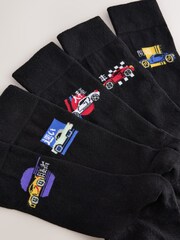 Black Jacquard Japan Cars Pattern Socks 5 Pack - Image 7 of 8
