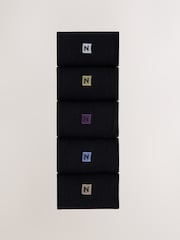 Black Mineral Blue/ Purple Heel and Toe Embroidered Lasting Fresh  N Logo Heel Socks 5 Pack - Image 2 of 9