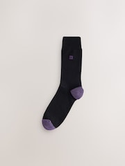 Black Mineral Blue/ Purple Heel and Toe Embroidered Lasting Fresh  N Logo Heel Socks 5 Pack - Image 5 of 9