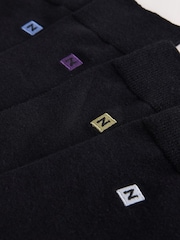 Black Mineral Blue/ Purple Heel and Toe Embroidered Lasting Fresh  N Logo Heel Socks 5 Pack - Image 8 of 9