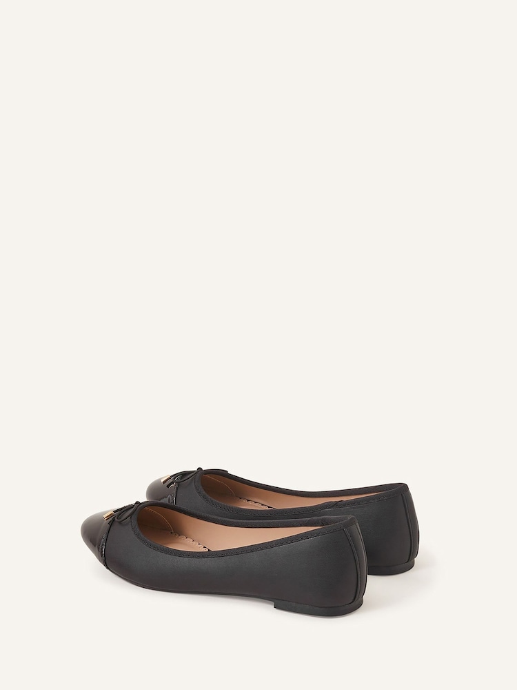 Accessorize Black Bow Detail Ballerina Flats - Image 3 of 4