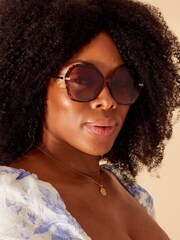 Accessorize Brown Soft Hexagon Sunglasses - Image 2 of 2