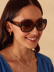 Accessorize Brown Wide Arm Tortoiseshell Square Sunglasses - Image 2 of 4