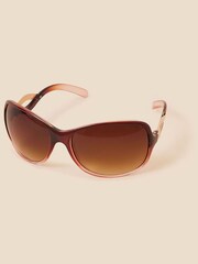 Gafas de sol en marrón cuadradas con patillas onduladas de Accessorize - Imagen 1 de 4
