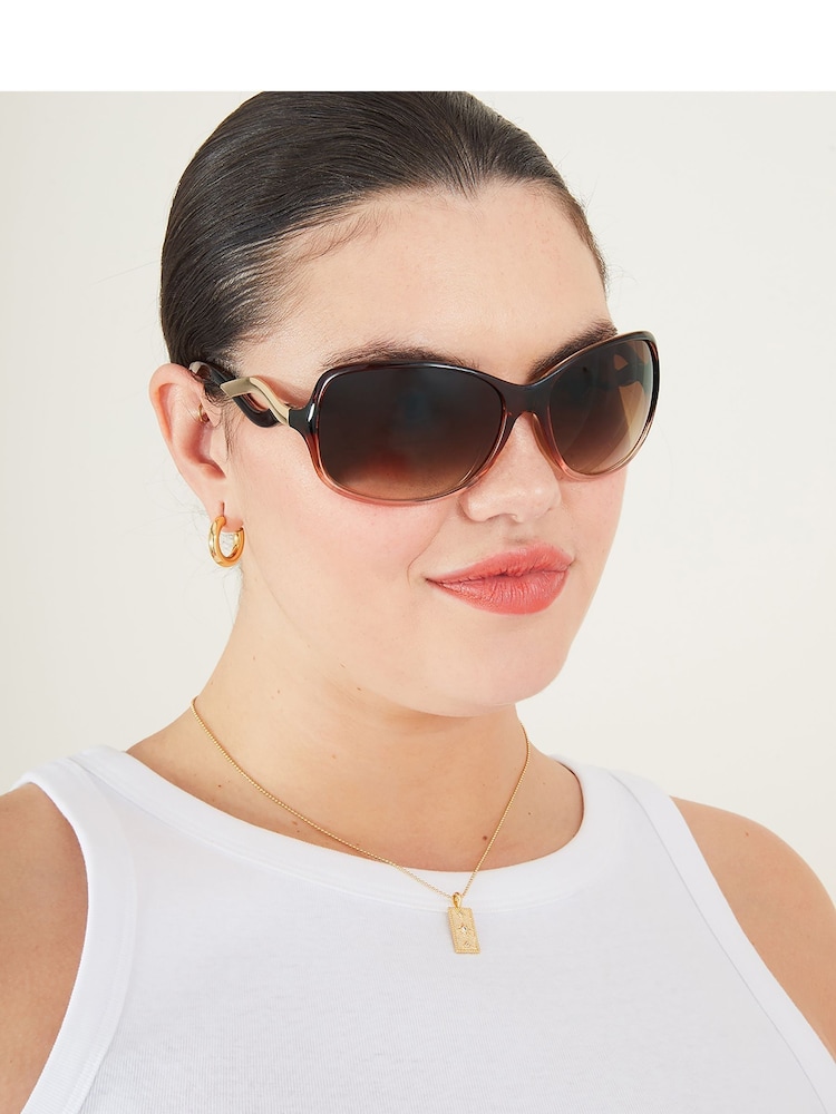 Gafas de sol en marrón cuadradas con patillas onduladas de Accessorize - Imagen 2 de 4