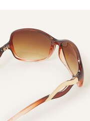 Gafas de sol en marrón cuadradas con patillas onduladas de Accessorize - Imagen 3 de 4