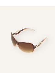 Gafas de sol en marrón cuadradas con patillas onduladas de Accessorize - Imagen 4 de 4