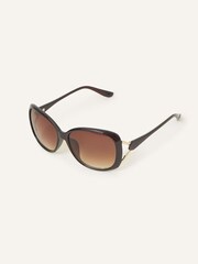 Accessorize Brown Metal Detail Wrap Sunglasses - Image 3 of 4