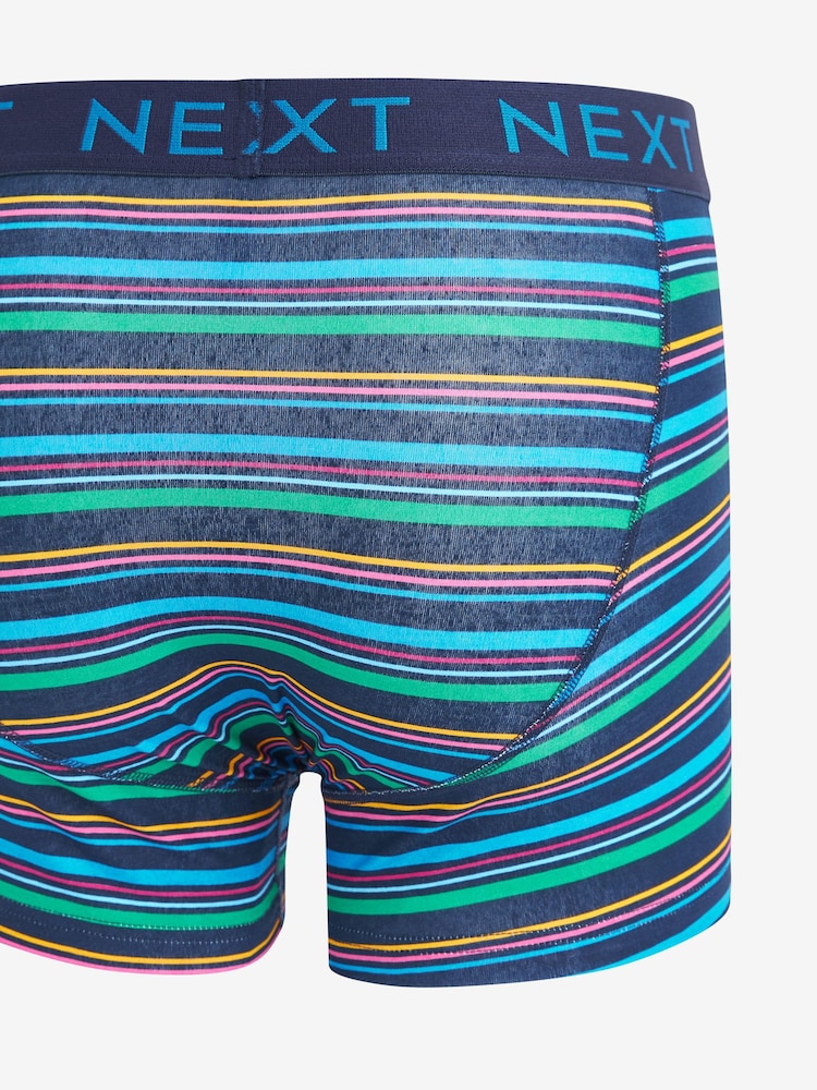 Navy Spot Stripe Cotton 10 pack A-Front Boxers - Image 2 of 3