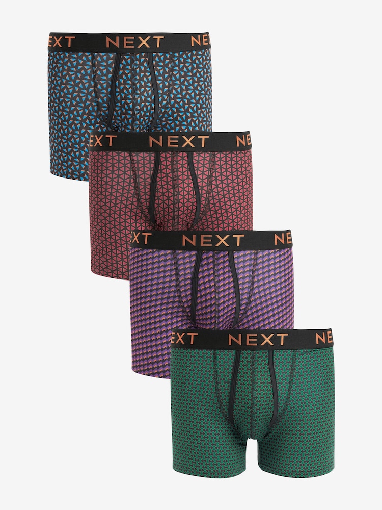 Black/Bronze Pattern Motionflex A-Fronts Boxers 4 Pack - Image 1 of 7