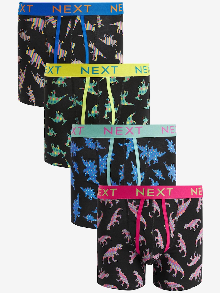 Black Pattern Dino 4 pack A-Front Boxers - Image 1 of 7 Black Pattern Dino 4 pack A-Front Boxers - Image 1 of 7