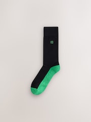 Black Bright Green/ Orange Footbed Cushioned Sole Comfort Socks 5 Pack - Image 2 of 9