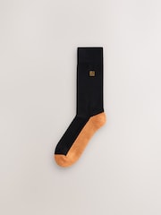 Black Bright Green/ Orange Footbed Cushioned Sole Comfort Socks 5 Pack - Image 3 of 9