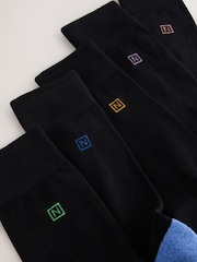 Black Bright Green/ Orange Footbed Cushioned Sole Comfort Socks 5 Pack - Image 9 of 9
