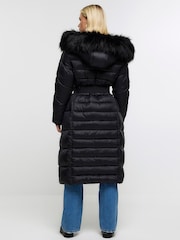 River Island Petite Black Shawl Slim Padded Coat - Image 2 of 3