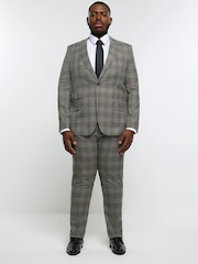 River Island Grey Big & Tall Notch Check Suit: Jacket - Image 3 of 6