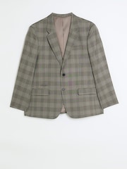 River Island Grey Big & Tall Notch Check Suit: Jacket - Image 5 of 6