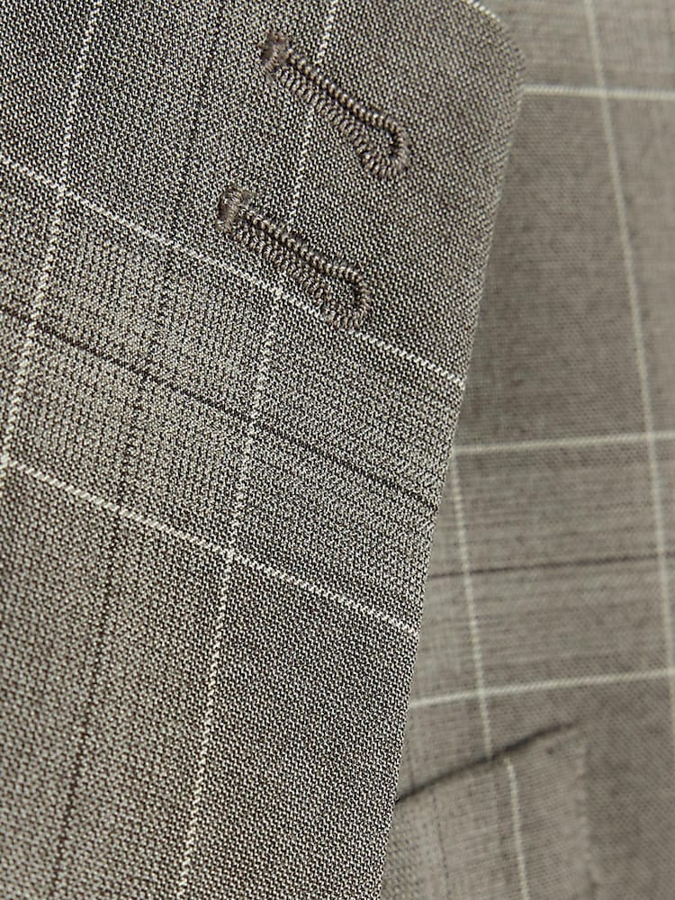 River Island Grey Big & Tall Notch Check Suit: Jacket - Image 6 of 6