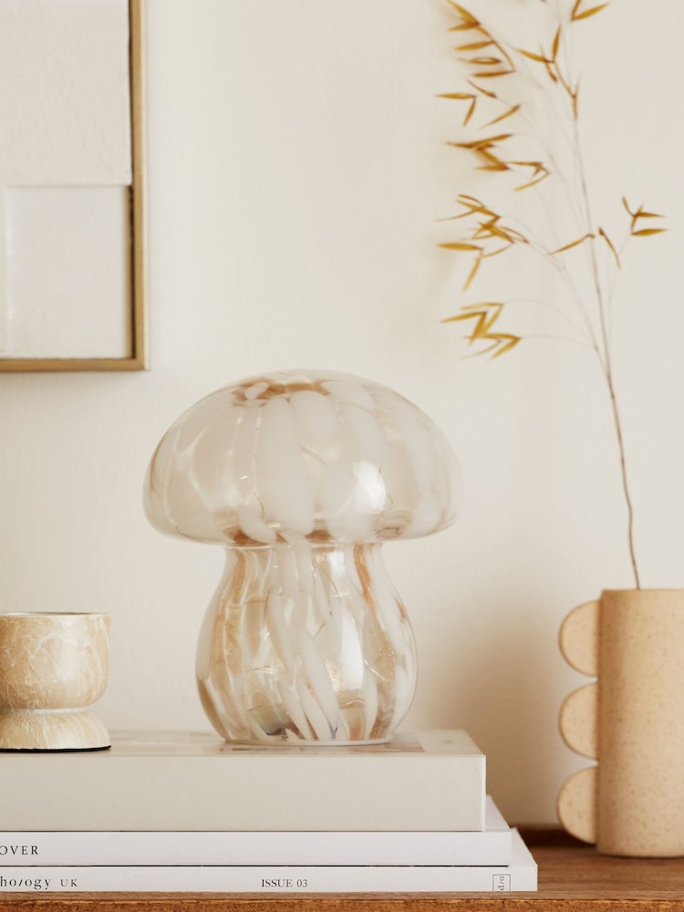 White Confetti Toadstool Battery Operated Glass Feature Light - Image 2 of 8