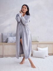 Grey Supersoft Ribbed Dressing Gown - Image 2 of 6