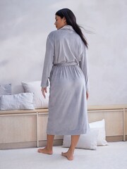 Grey Supersoft Ribbed Dressing Gown - Image 3 of 6